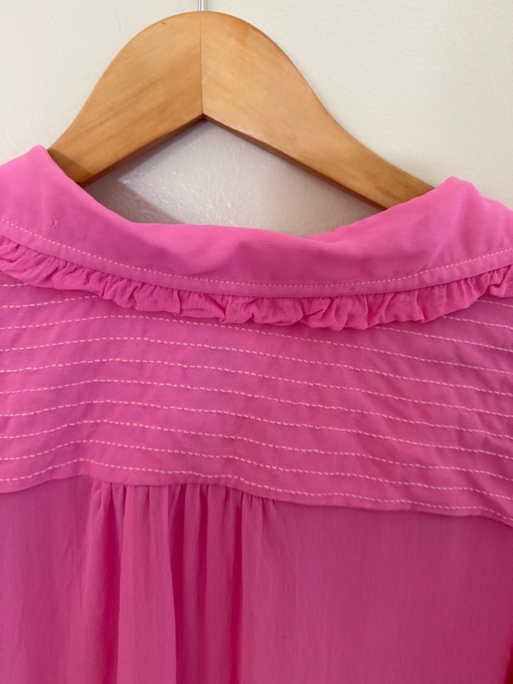 MAEVE Danielle Kroll X Sheer Chiffon Buttondown Shirt - Hot Pink-medium - Picture 5 of 12